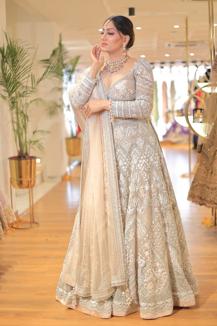BRIDAL IVORY LEHENGA WITH DUPATTA