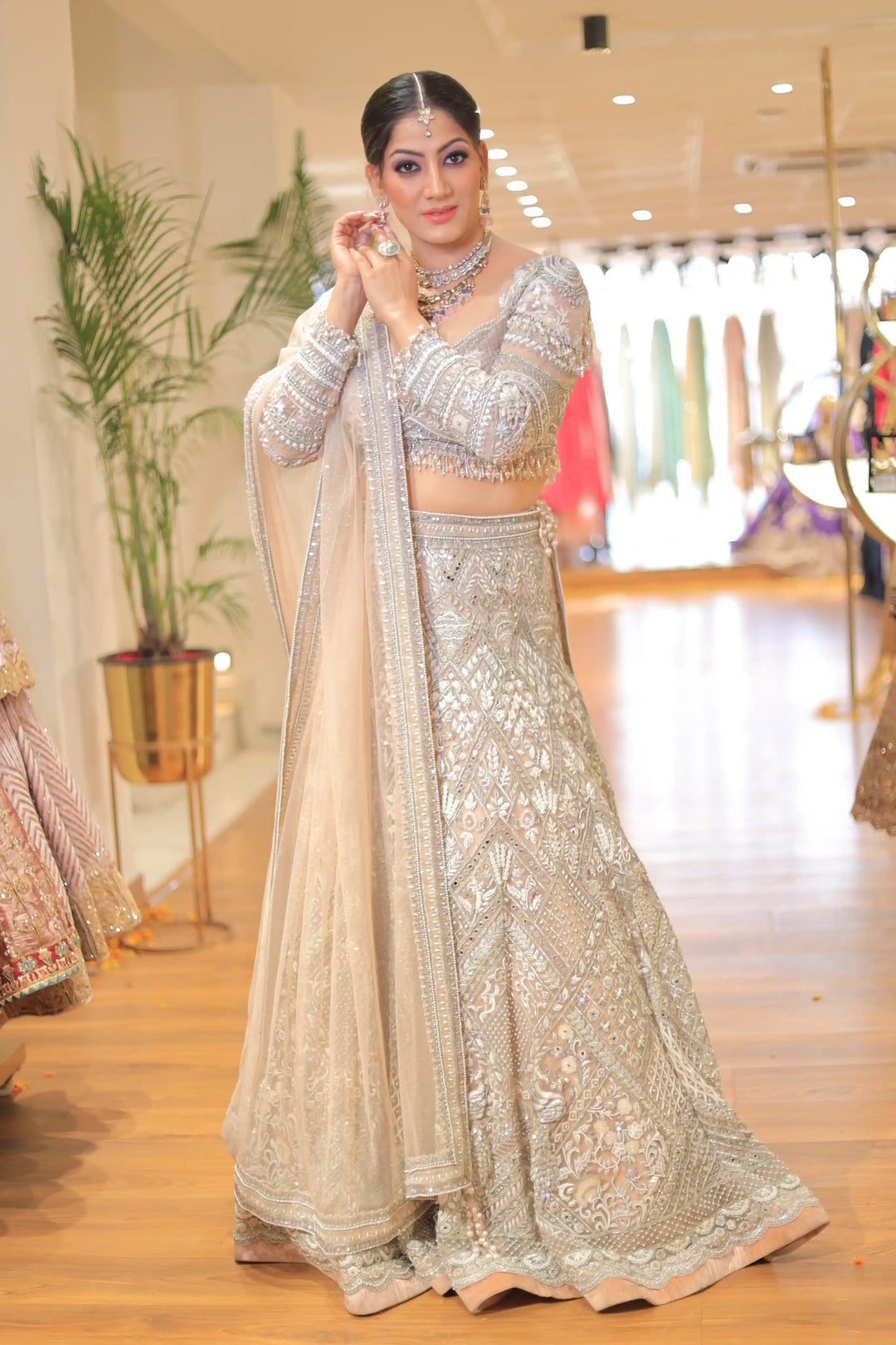 BRIDAL IVORY LEHENGA WITH DUPATTA