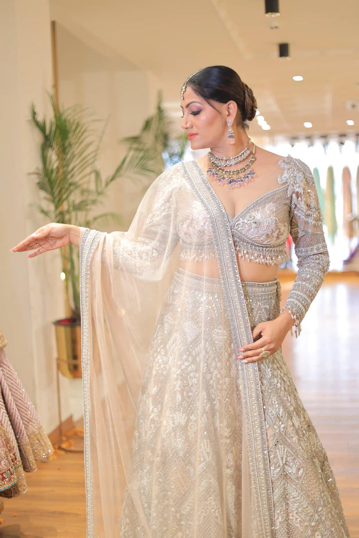 BRIDAL IVORY LEHENGA WITH DUPATTA