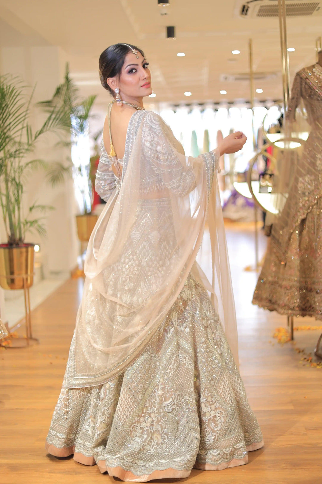 BRIDAL IVORY LEHENGA WITH DUPATTA
