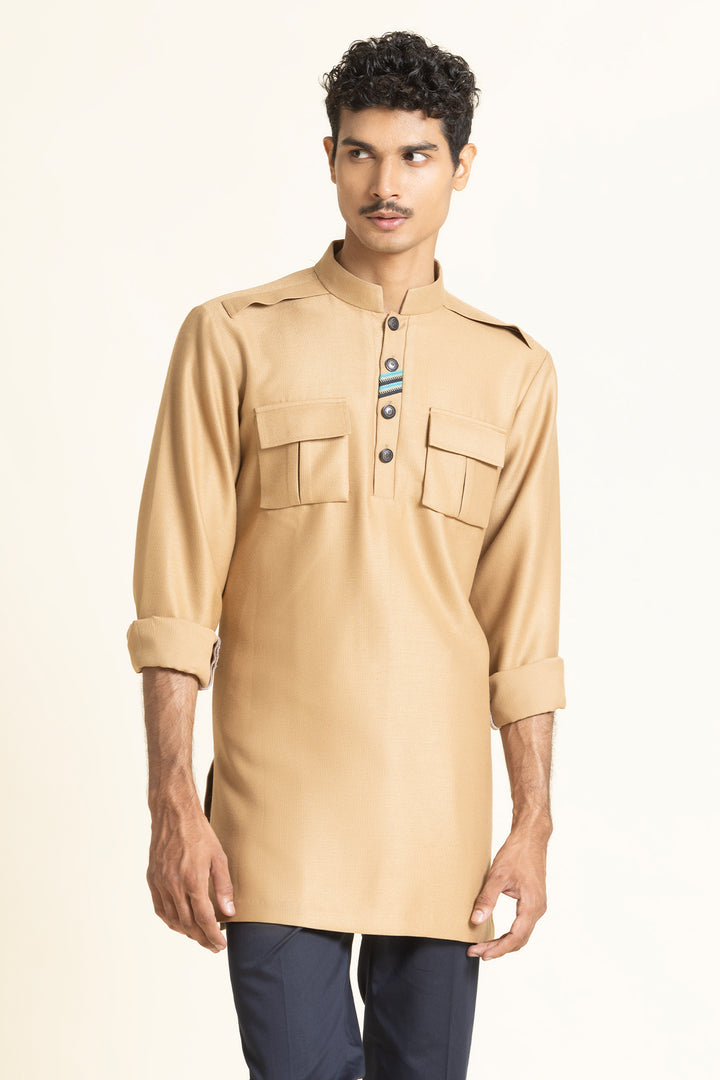 Navy Utility Waistcoat With Designer Kurta Set