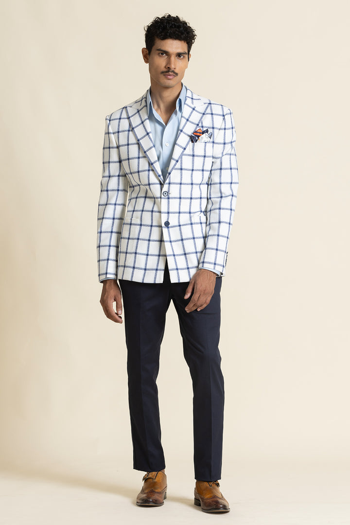 Poly Linen Checked Design Jacket