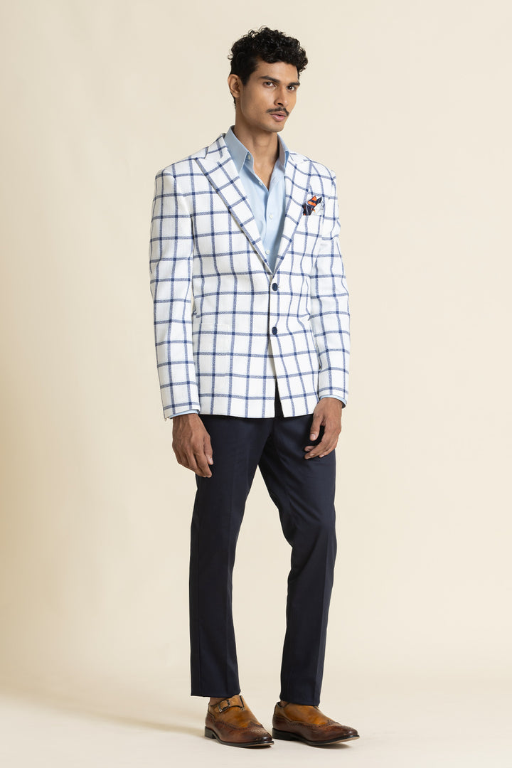 Poly Linen Checked Design Jacket