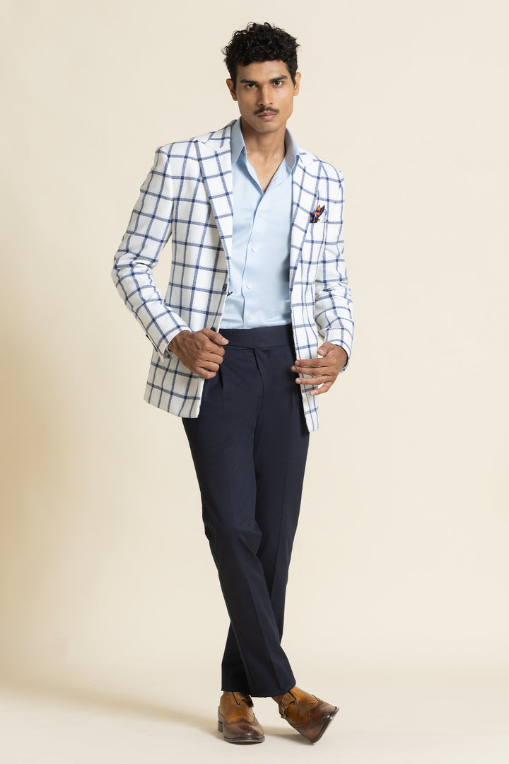 Poly Linen Checked Design Jacket