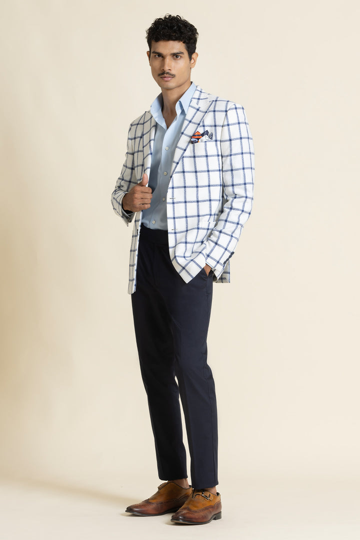Poly Linen Checked Design Jacket