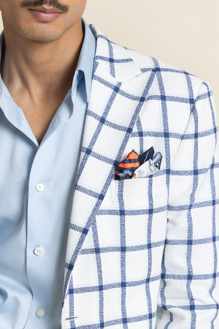 Poly Linen Checked Design Jacket