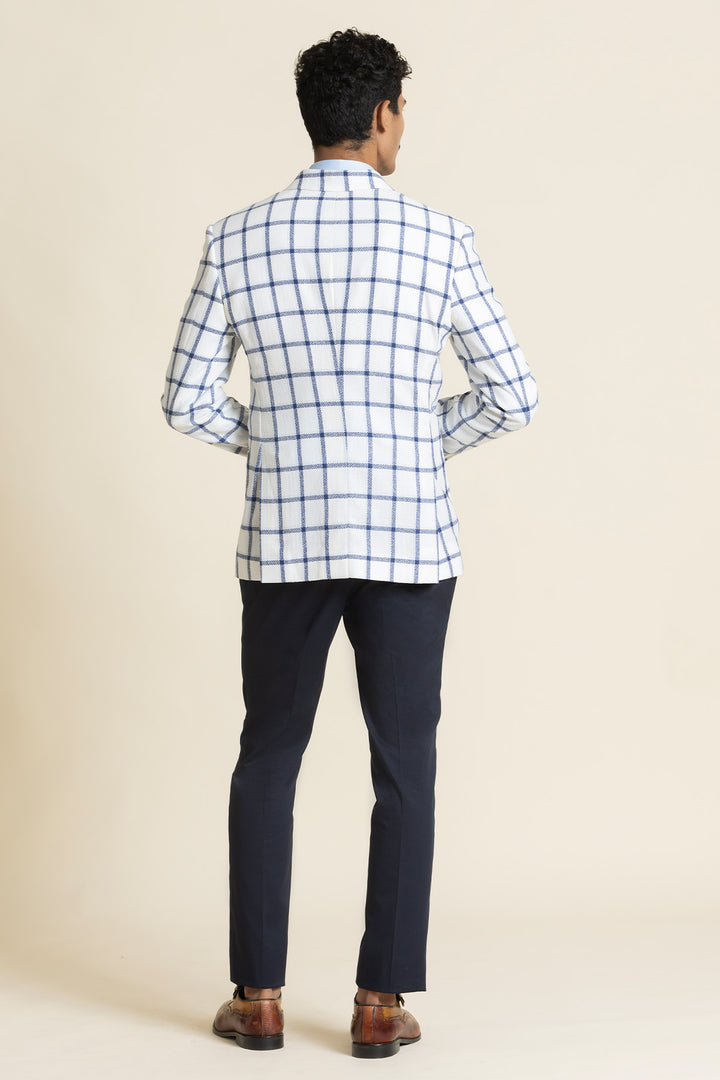 Poly Linen Checked Design Jacket