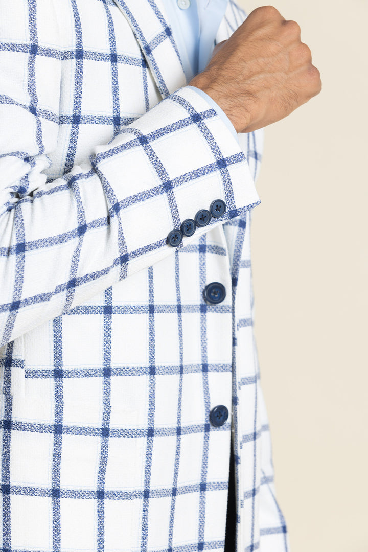 Poly Linen Checked Design Jacket