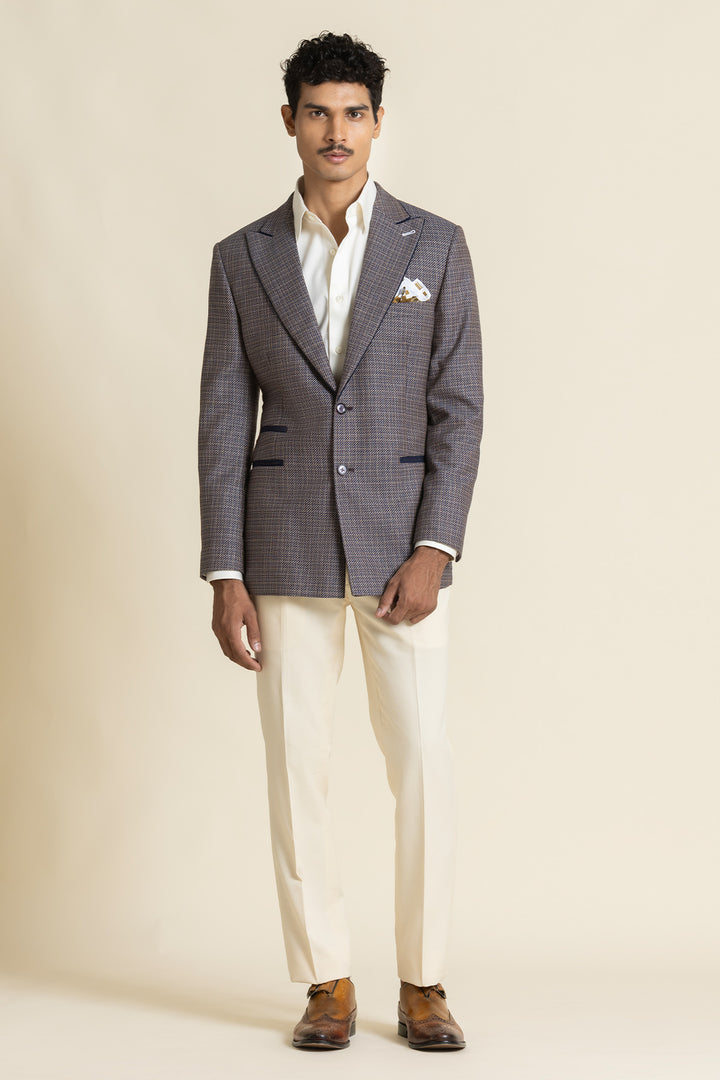 Half Lined Summer Blazer – Polywool Linen With Piping