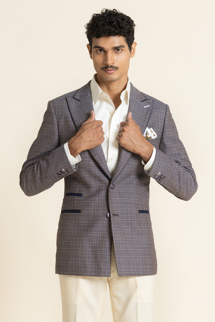 Half Lined Summer Blazer – Polywool Linen With Piping