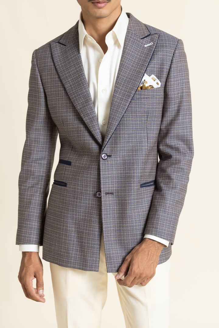 Half Lined Summer Blazer – Polywool Linen With Piping