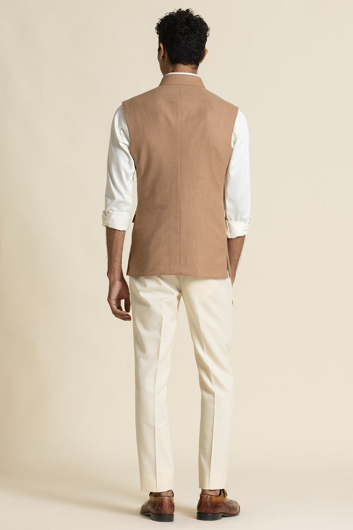 Textured Poly-Linen Safari Waistcoat