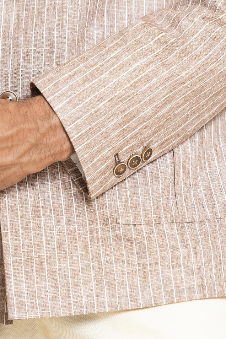 Linen Safari Jacket With A Mandarin Collar