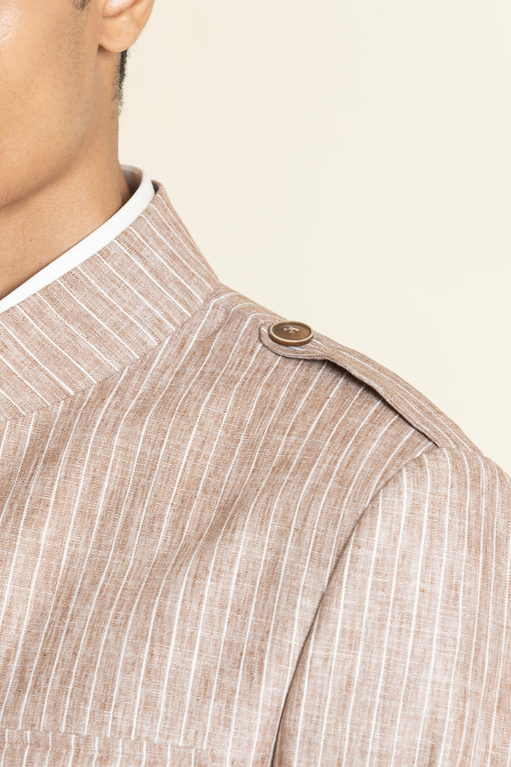 Linen Safari Jacket With A Mandarin Collar