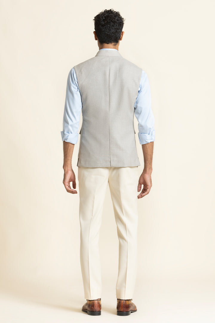 Modern Beige Waistcoat With Utility Pocket Detailing