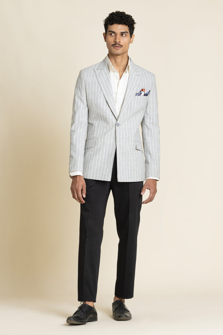 Striped Slim-Fit Linen Jacket