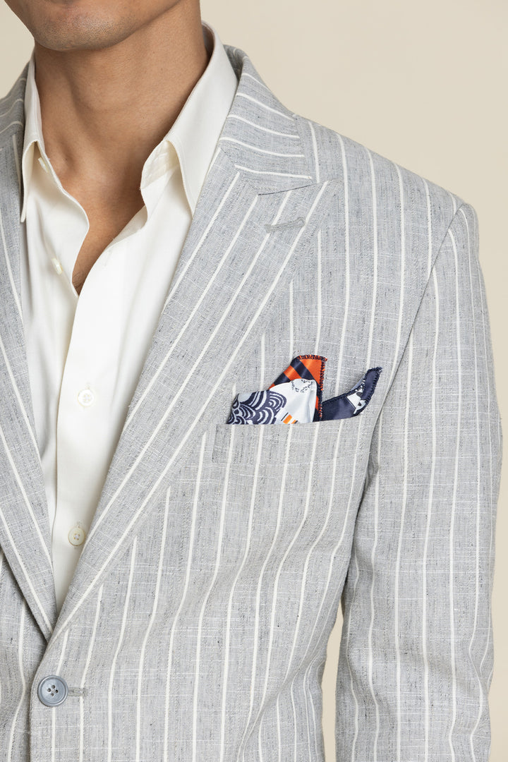 Striped Slim-Fit Linen Jacket