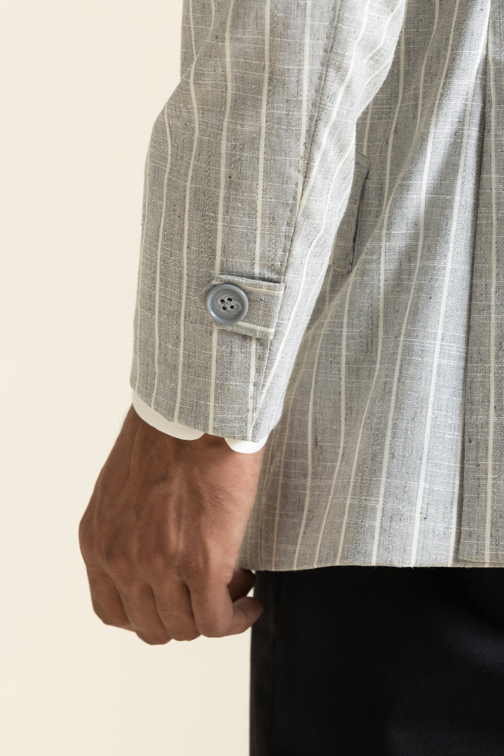 Striped Slim-Fit Linen Jacket