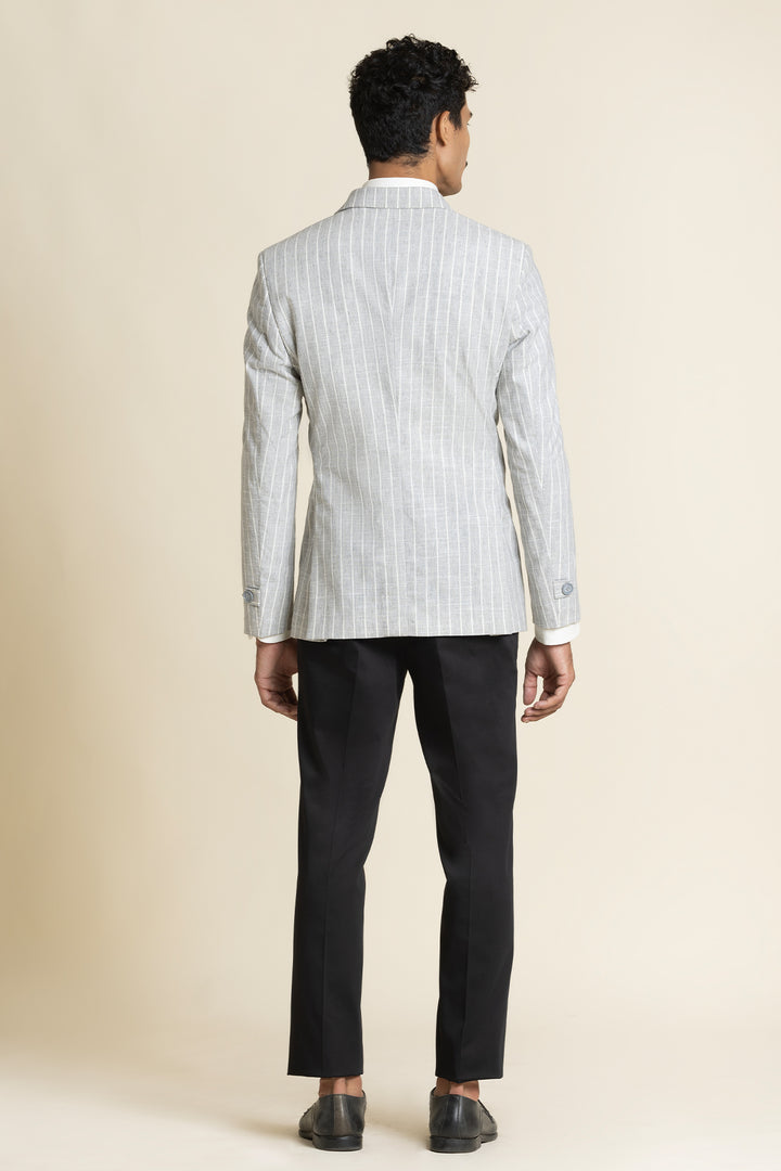Striped Slim-Fit Linen Jacket
