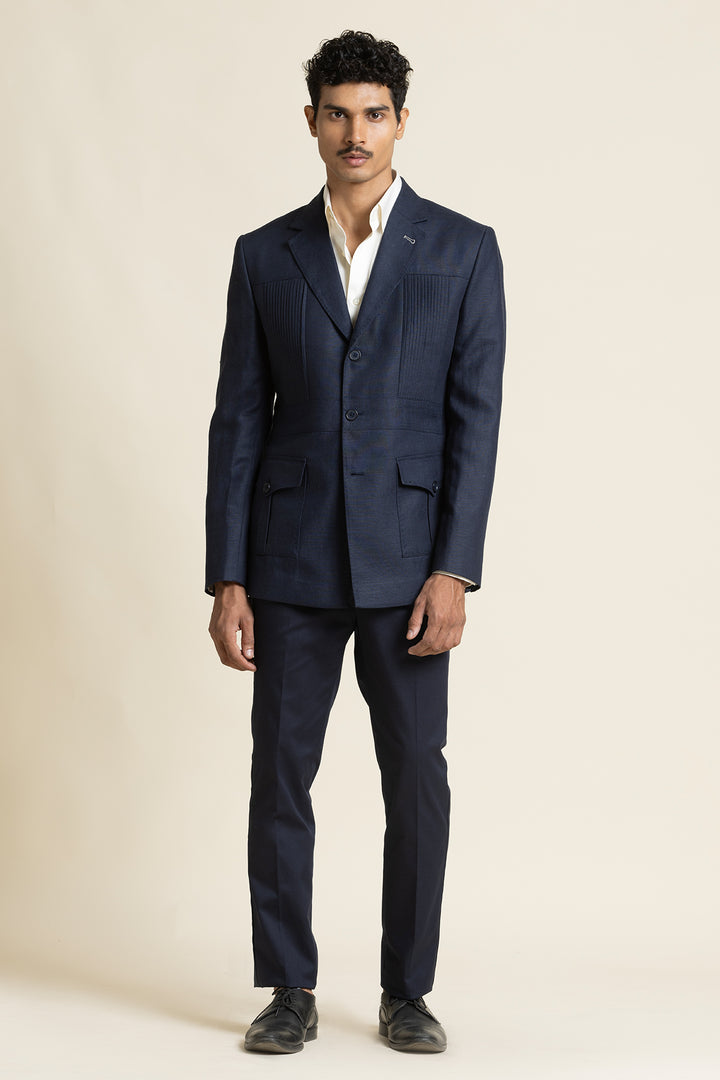 Linen Safari Jacket With Printed Lining Detail