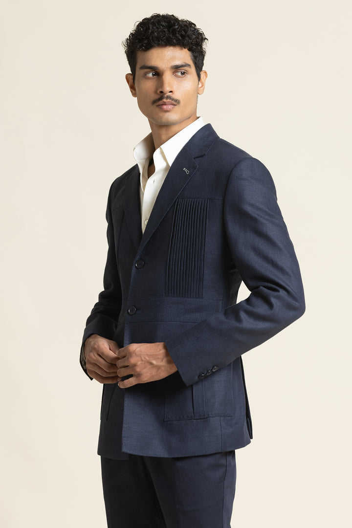 Linen Safari Jacket With Printed Lining Detail