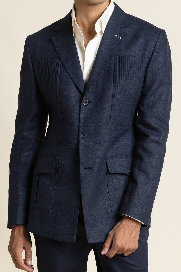 Linen Safari Jacket With Printed Lining Detail