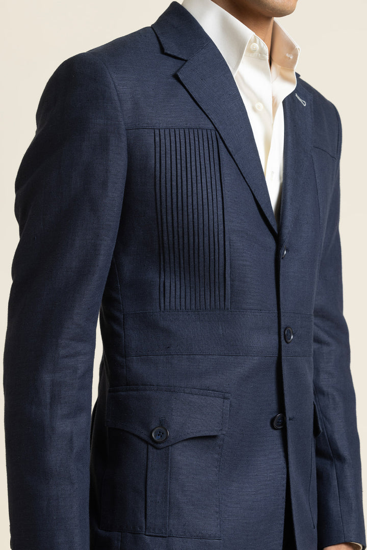 Linen Safari Jacket With Printed Lining Detail