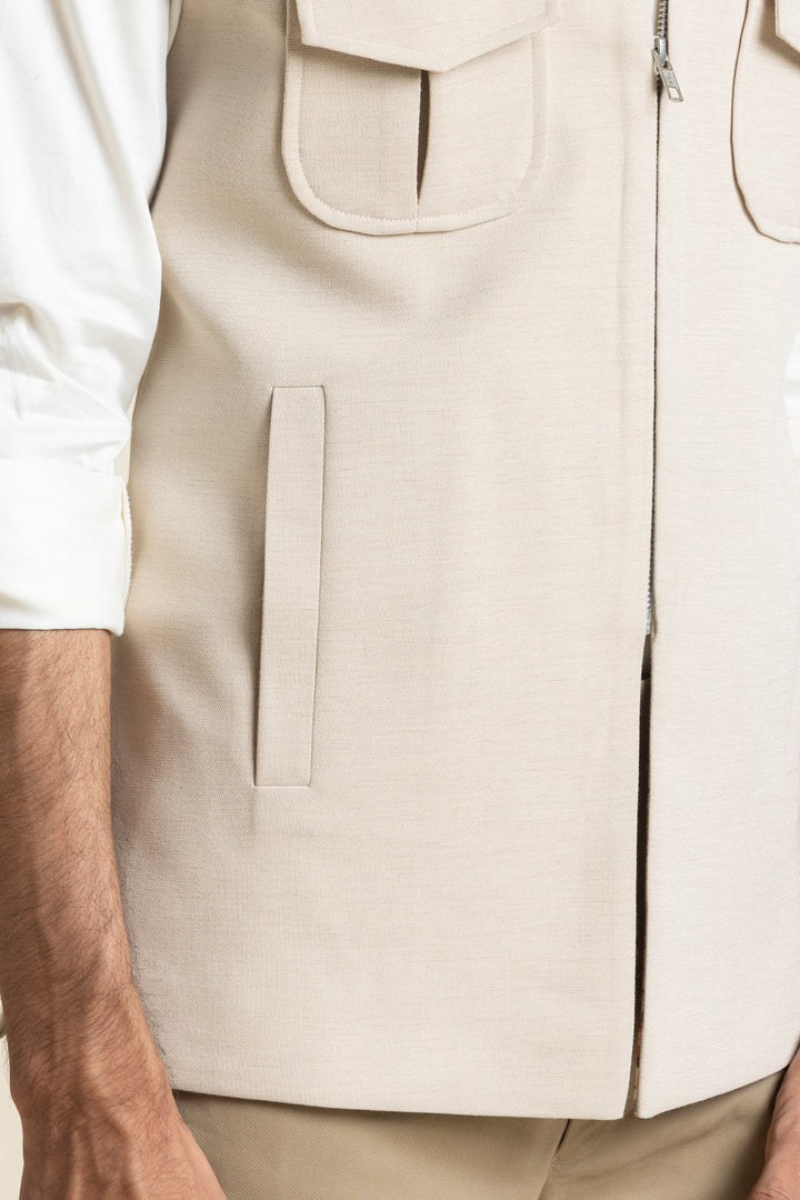 Pintex Work With Zipper Style Waist Coat