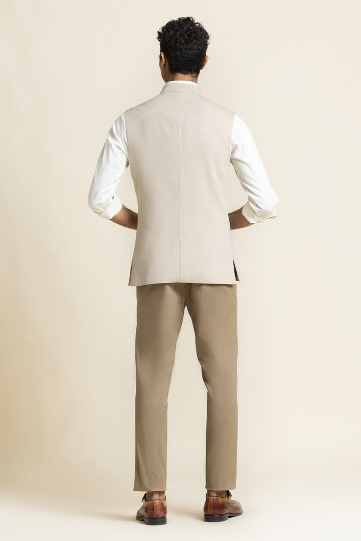 Pintex Work With Zipper Style Waist Coat