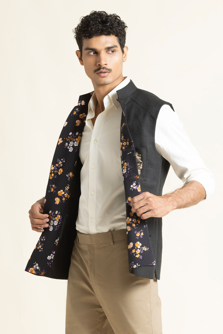Designer Waistcoat With Emblem Embroidery