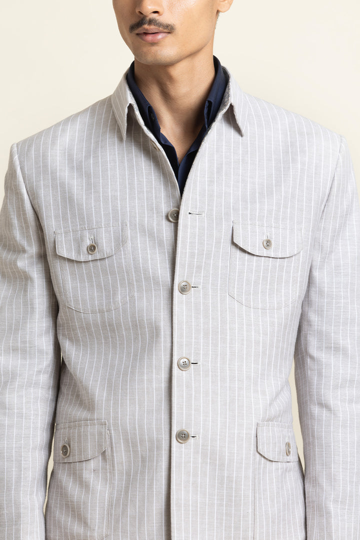 Linen Safari Jacket – Half Lined With Printed Lining