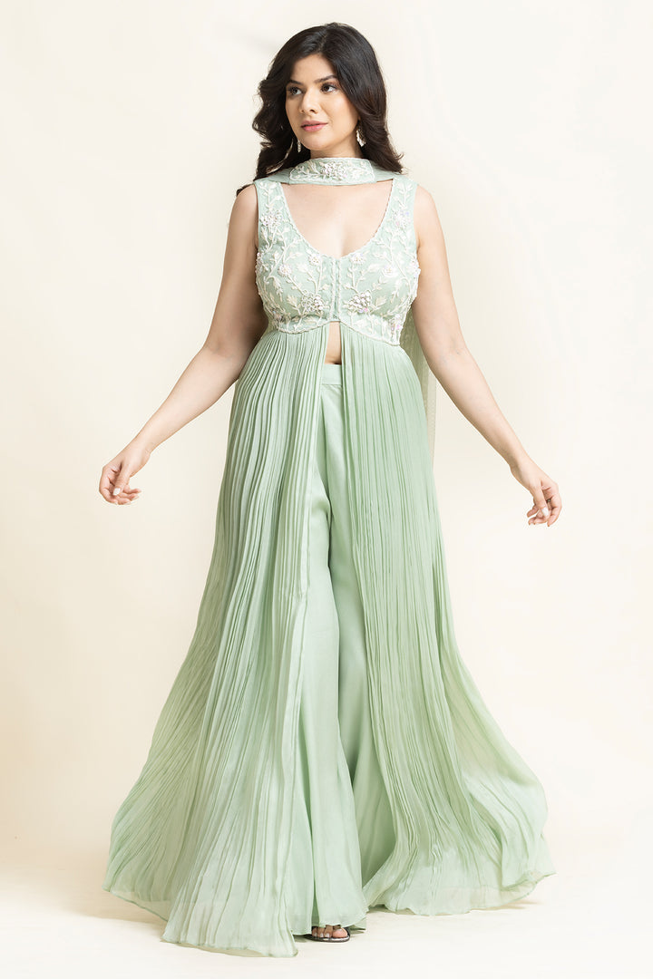 Pista Georgette Sequence Embroidered Anarkali