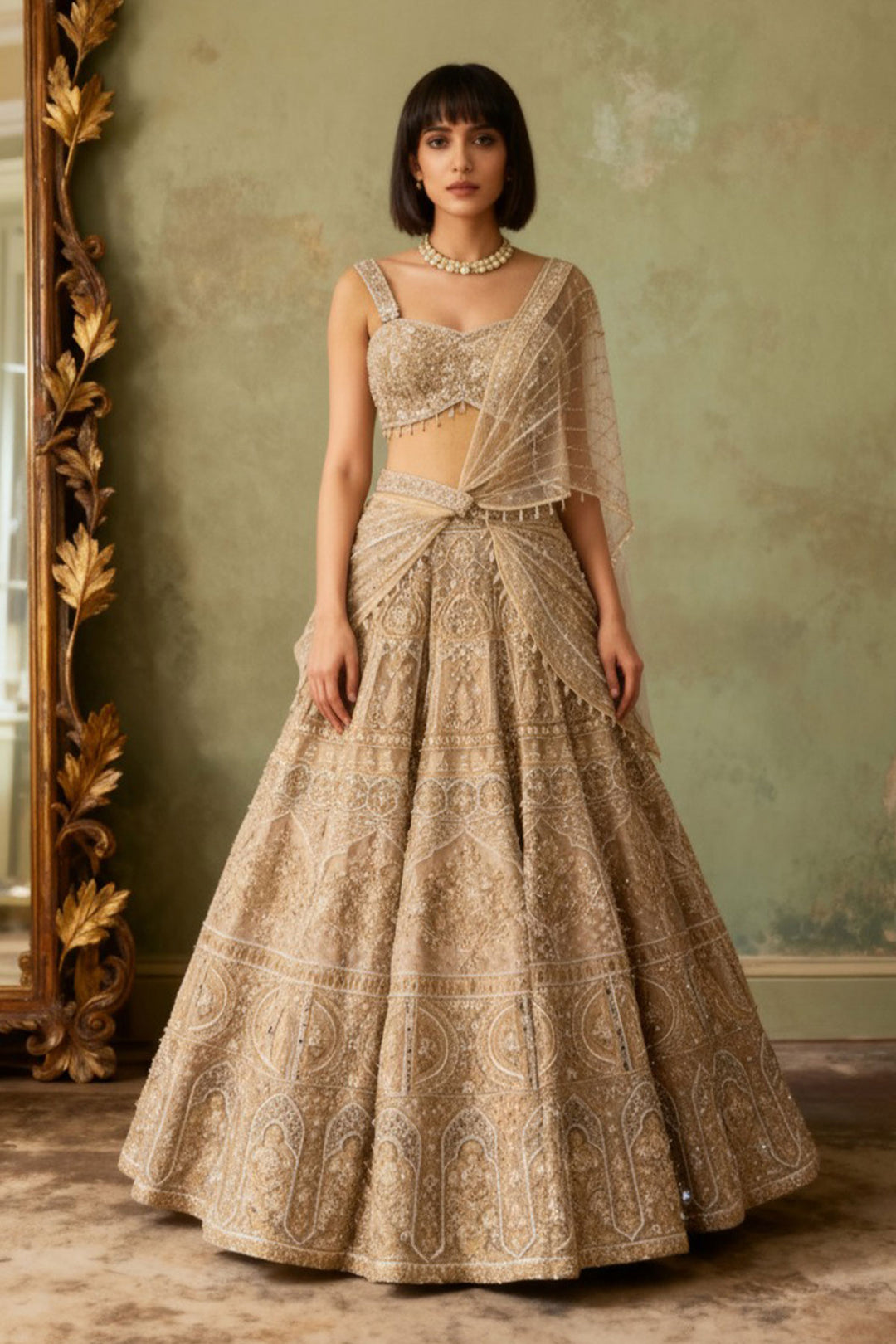 Blush Pink Cutdana Embordery And  Sqeunce Lehnga