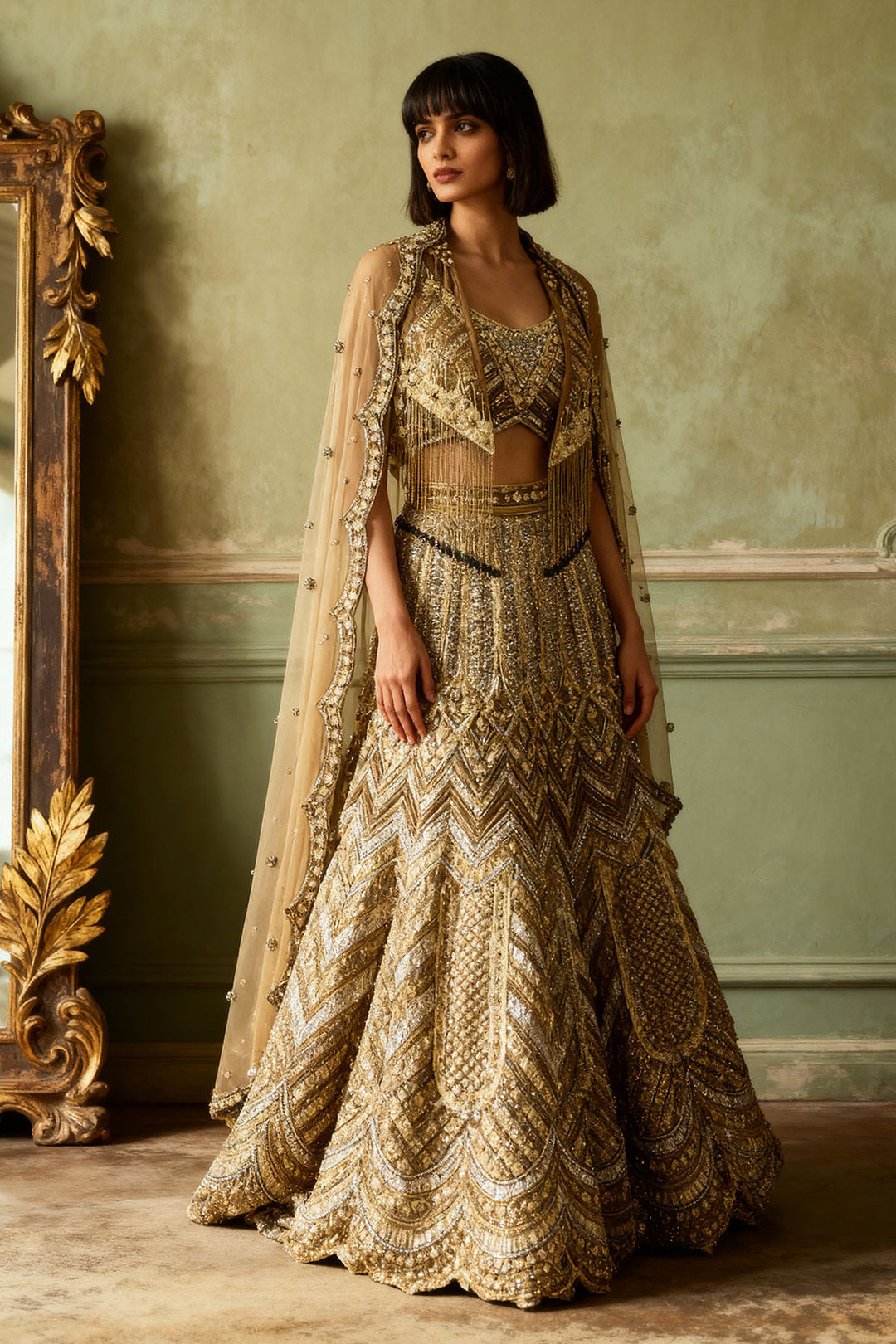 Golden Bling Lehenga With Sequence Work