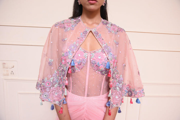 Pink Gown With Shrug