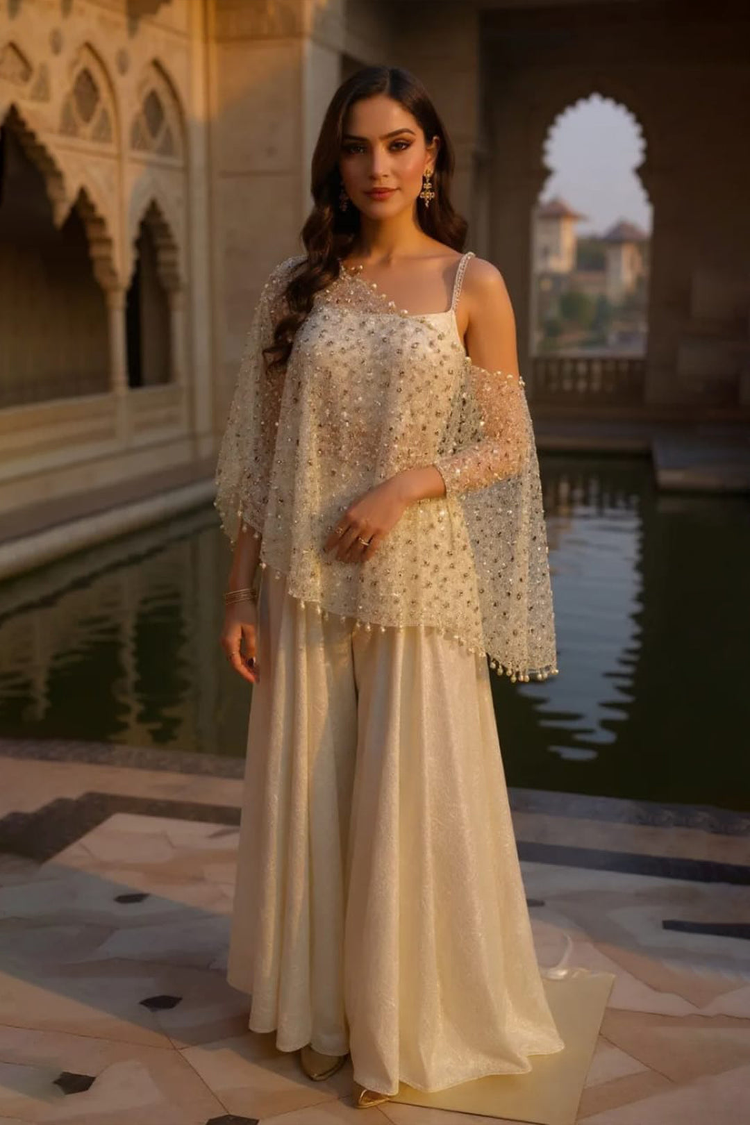 Cape Couture - Fusion Wear Blouse With Sharara