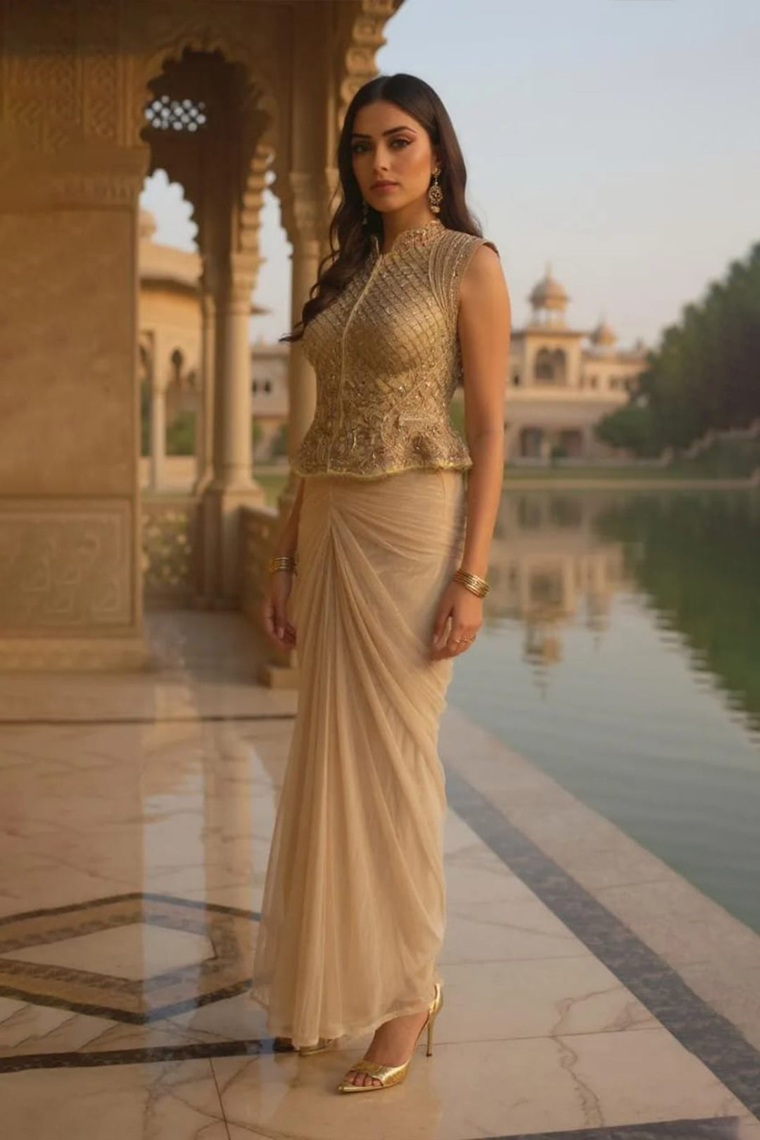 Classic Meets Contemporary - Jacket With Drape Skirt