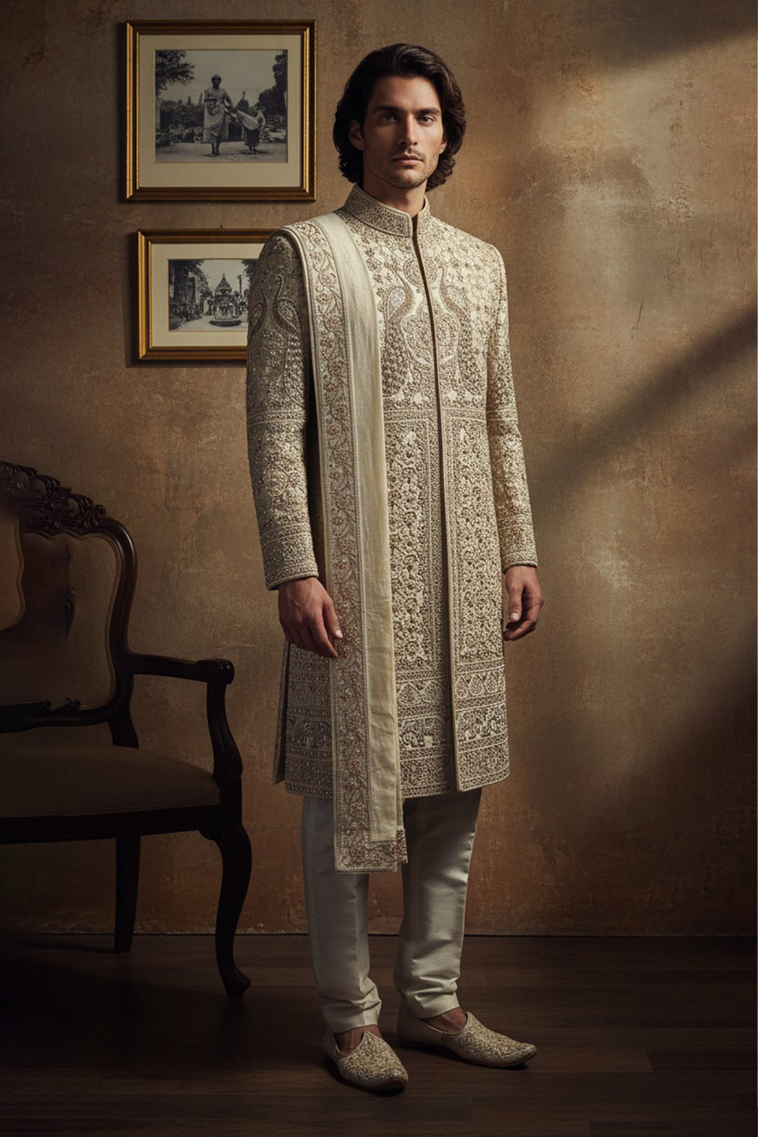 The Majestic Pearl Sherwani Set