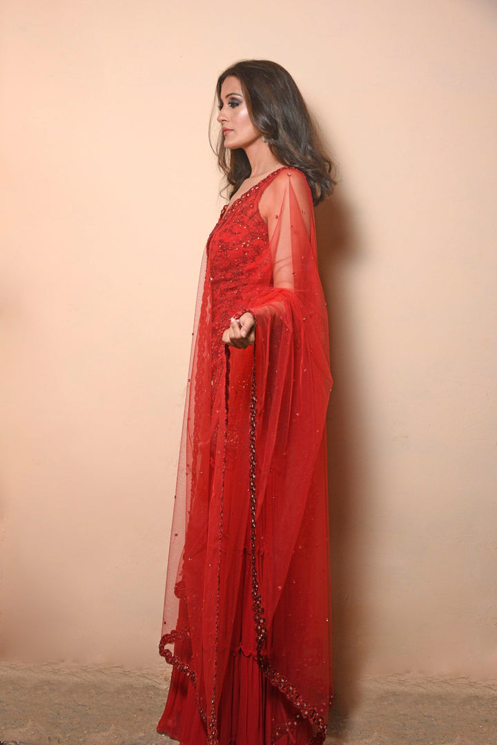 Thread and mirror sharara set