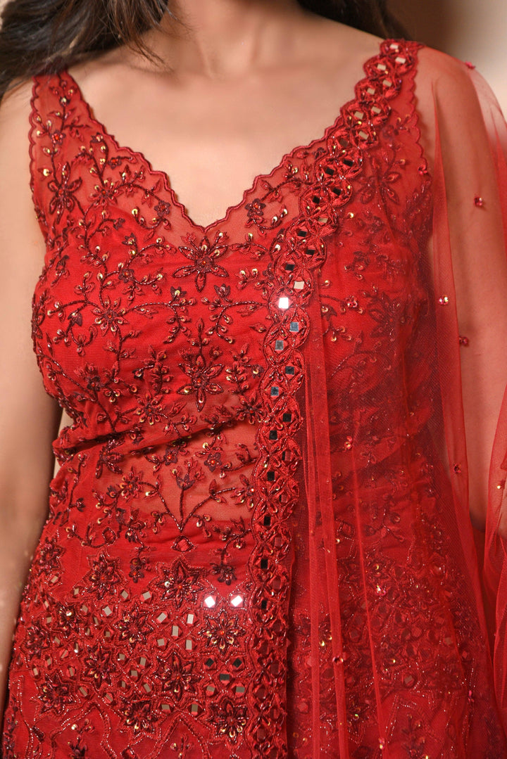 Thread and mirror sharara set