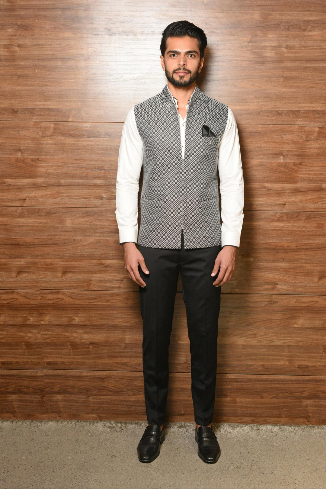 Bundi Set (Jawahar Jacket & Shirt) - Monochrome Contrast