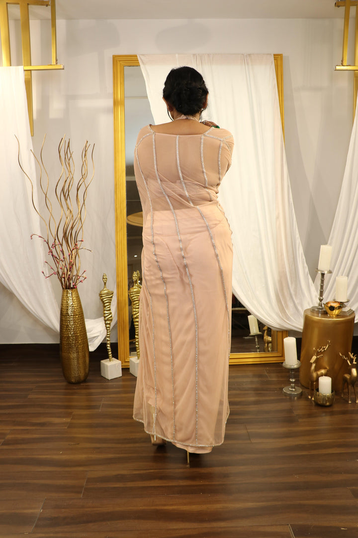 PEACH DRAPE SAREE