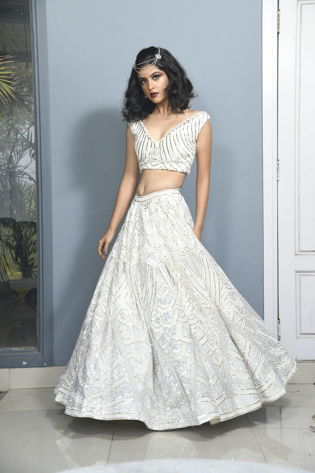 Cutdana sequins lehenga