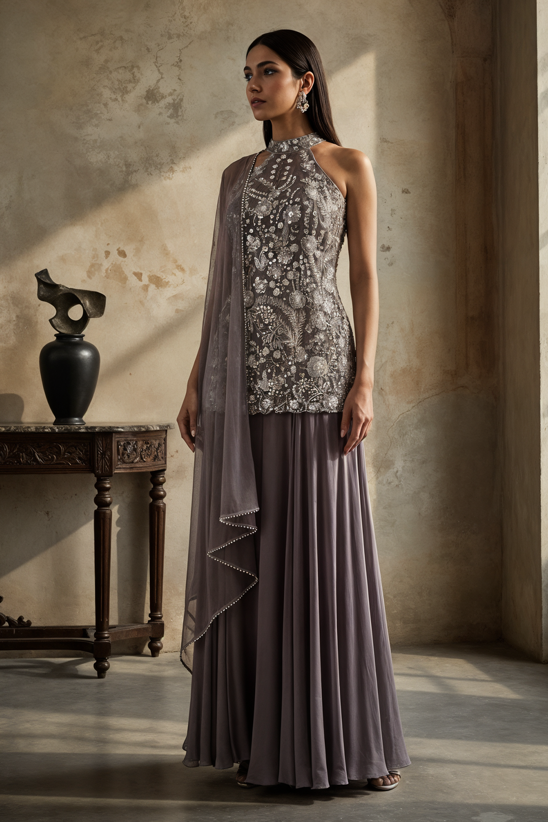 Halter Nck Sharara Suit