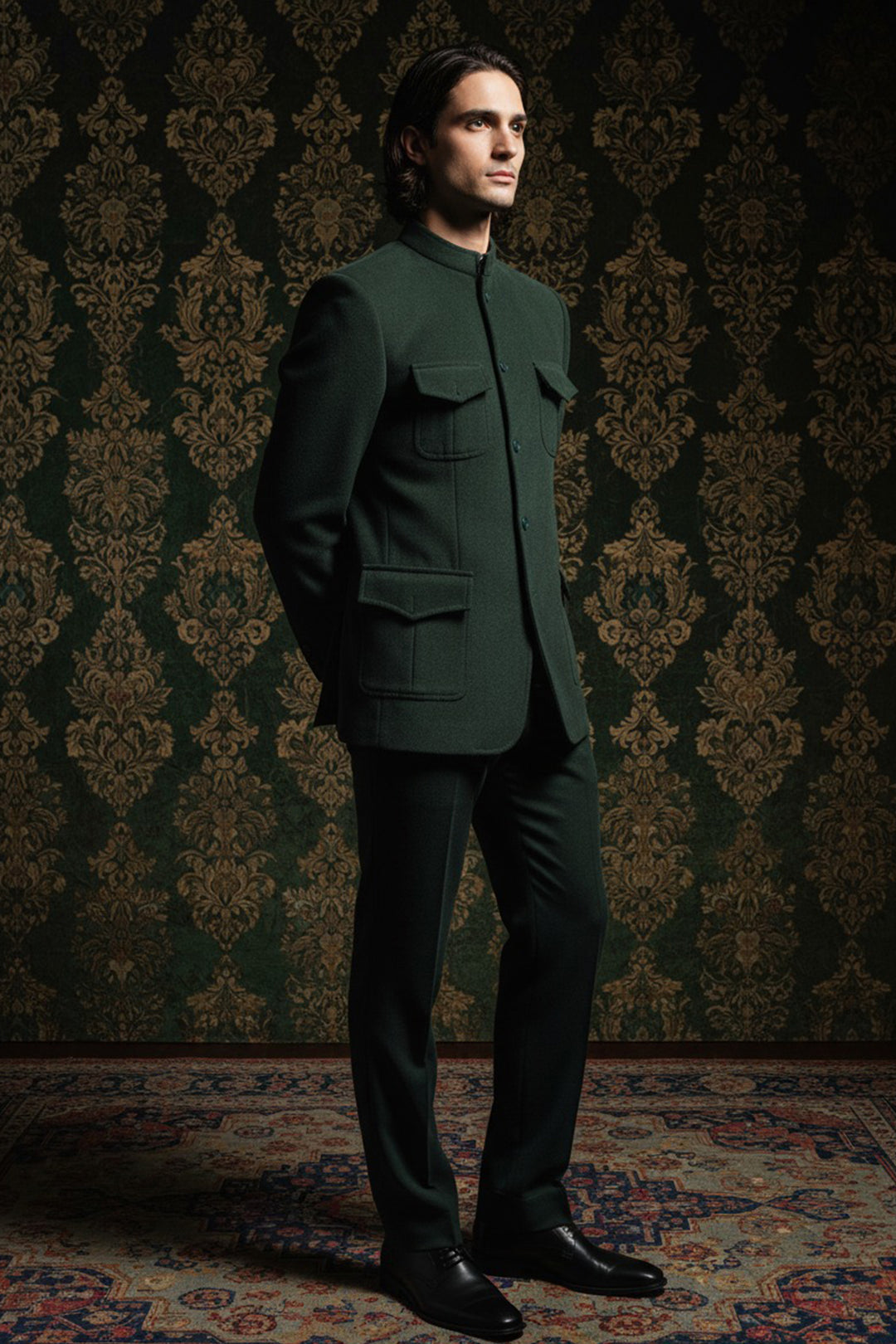 The Green Monarch Bandhgala Set