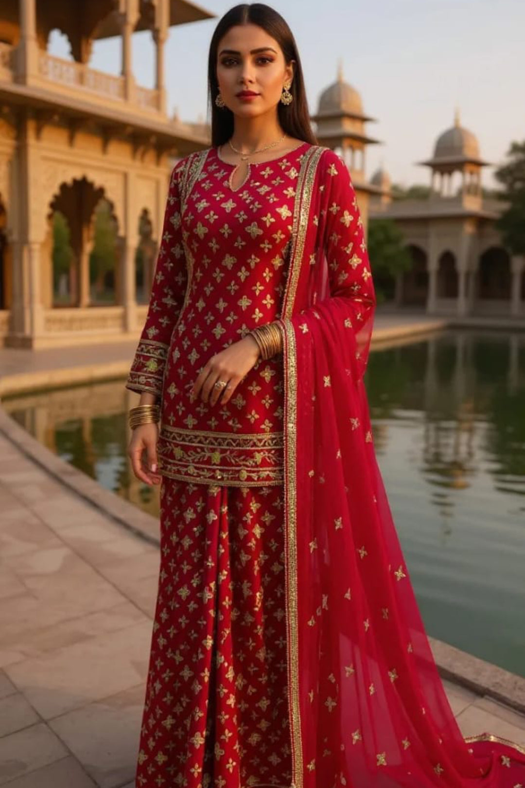 Ethereal Embrace - Rani Pink Sharara Set