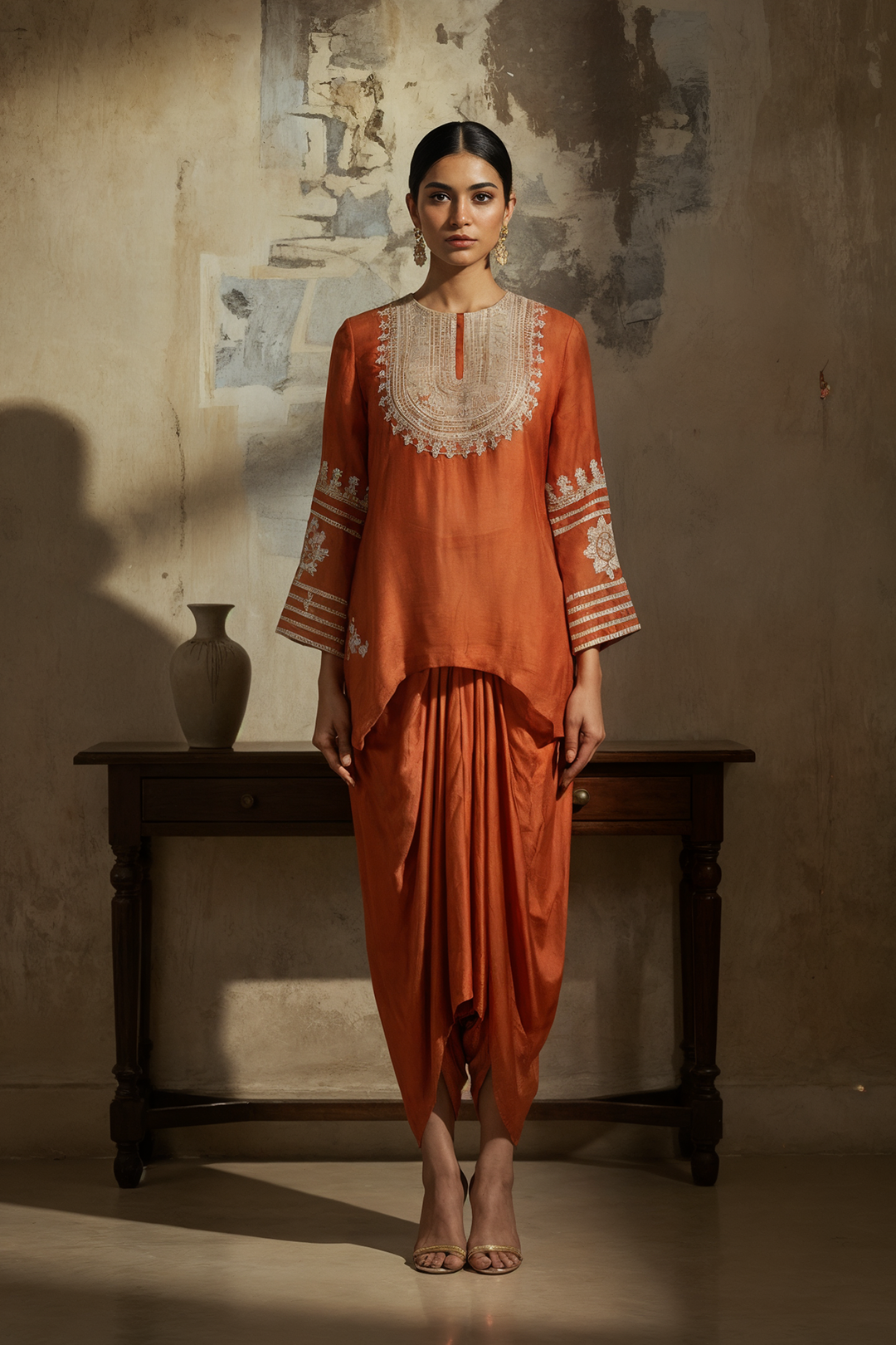 Orange Dhoti Set