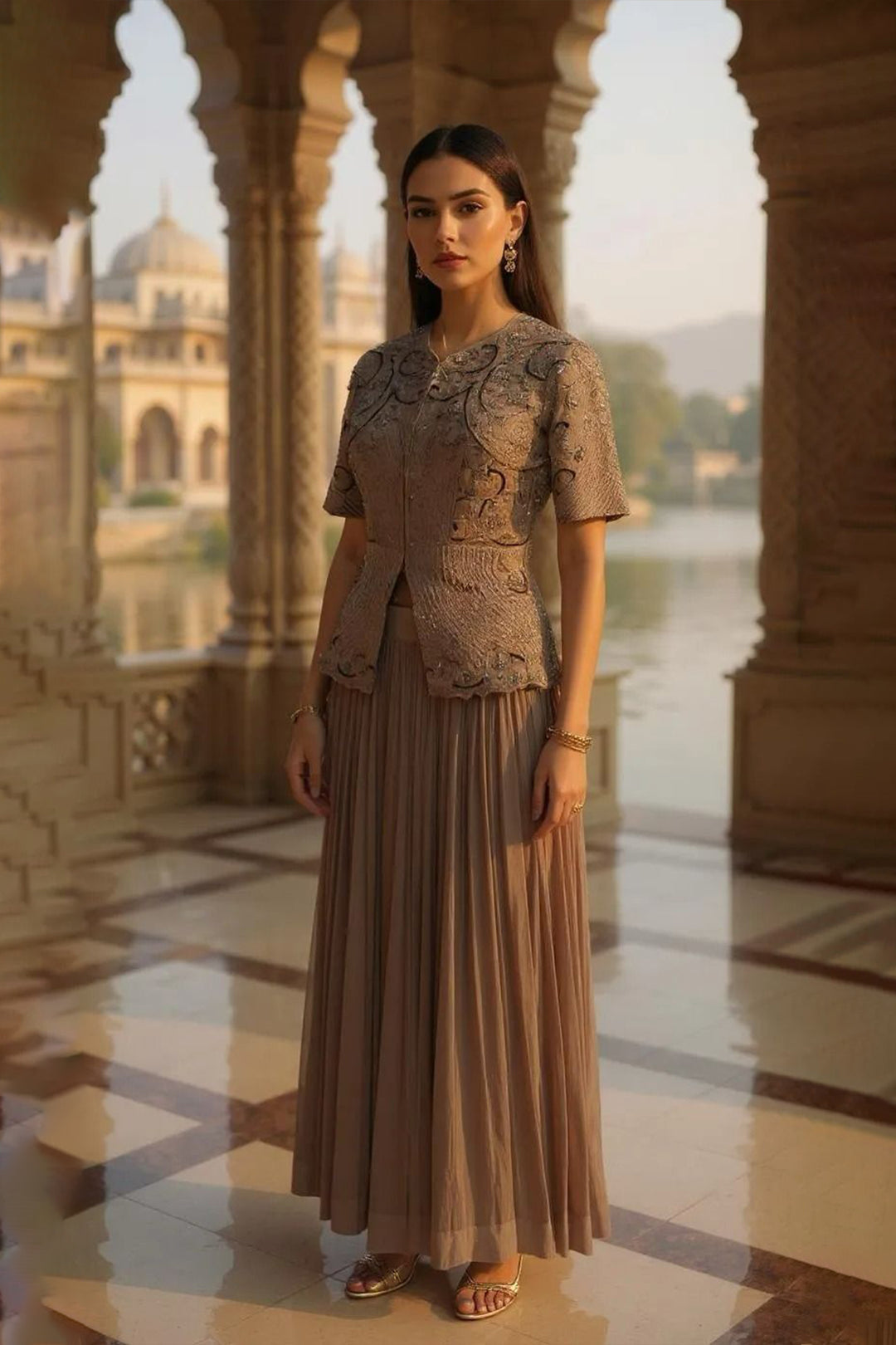 Seamless Grace - Jacket With Pleated Skirt