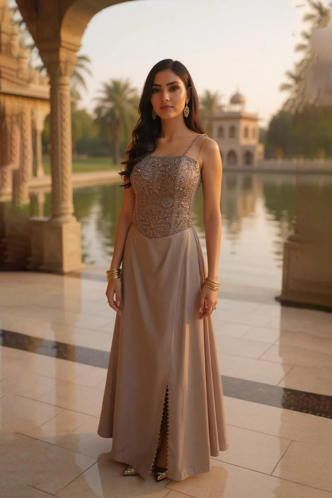 The Bliss Edit - Corset Style Blouse With Slit Skirt