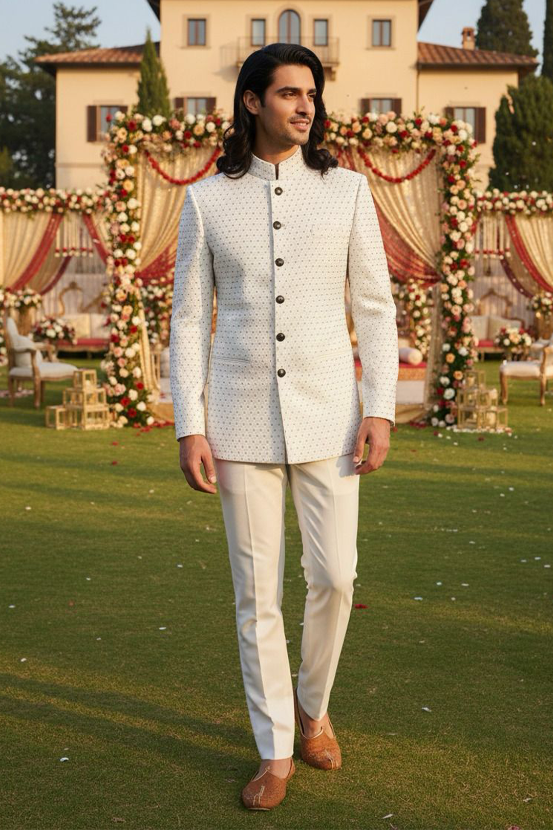 The Ivory Prism Bandhgala set